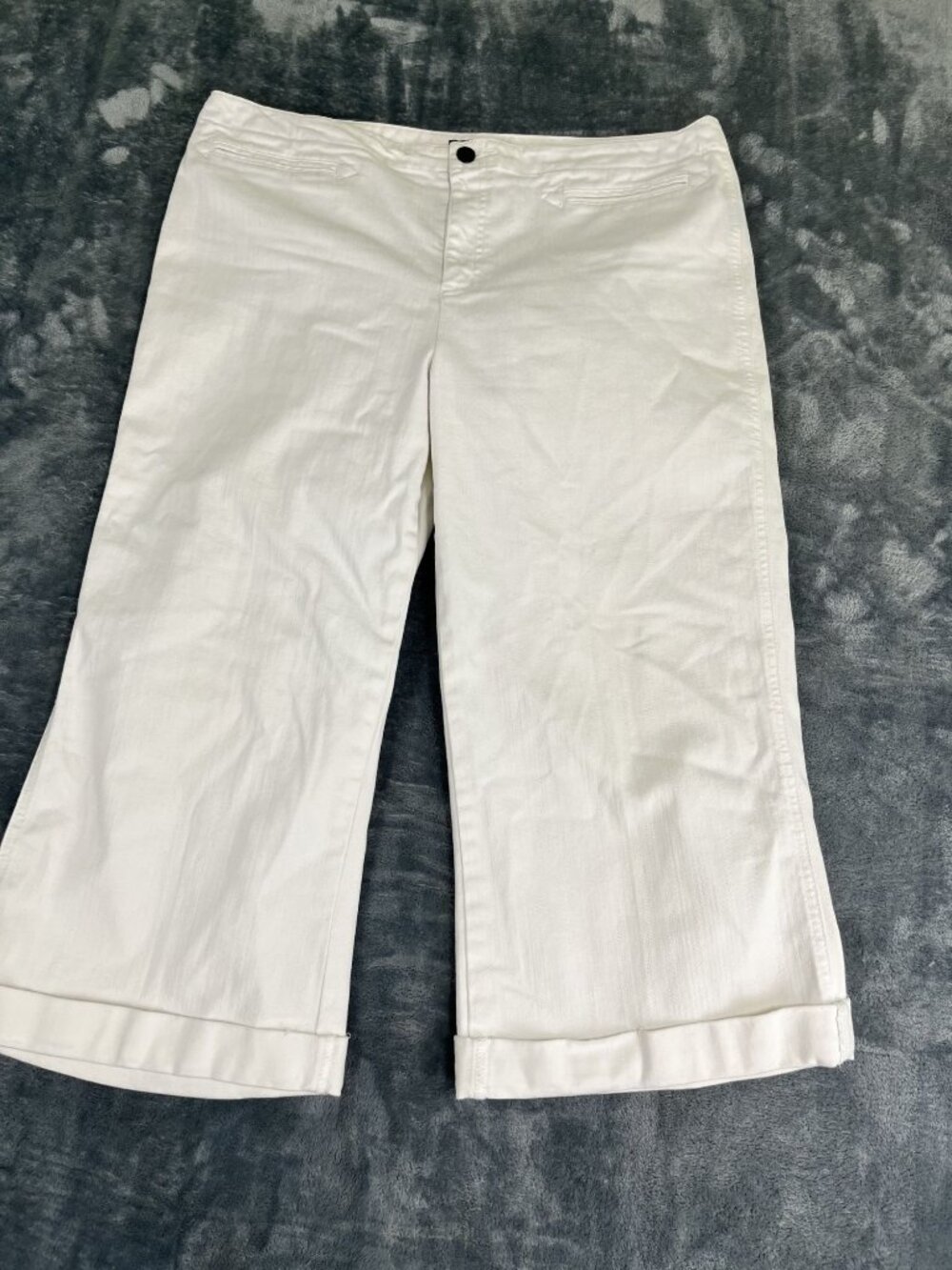 Lauren Jeans Company Womens White Wide-Leg Cropped Pants Size 16